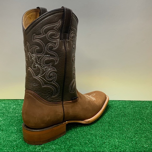 MEN'S WESTERN RODEO COWBOY BOOTS LEATHER SQUARE TOE HAZEL BOTA AVELLANA  945 - Picture 5 of 5